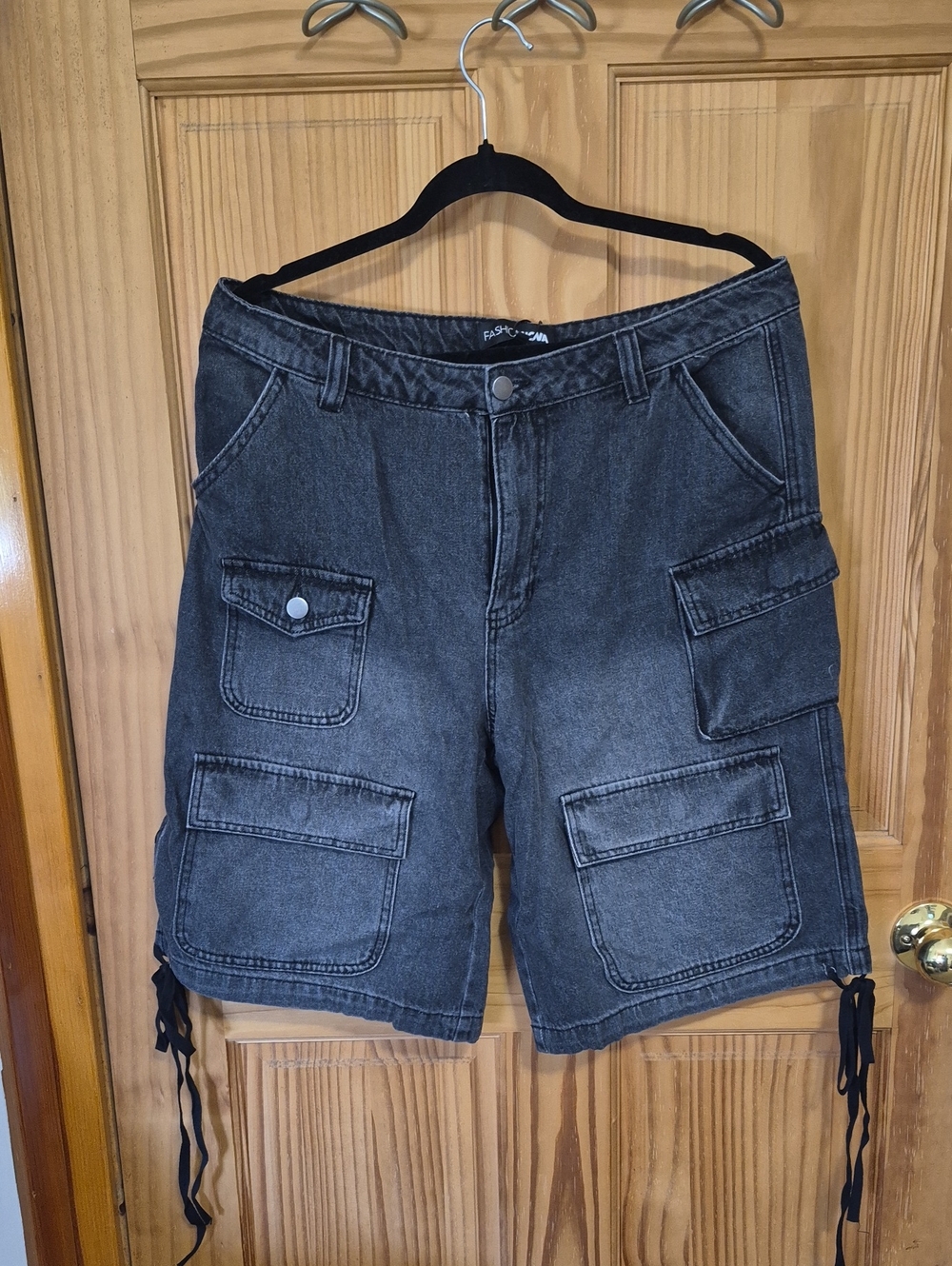 Fashion Nova Black Washed Cargo Shorts